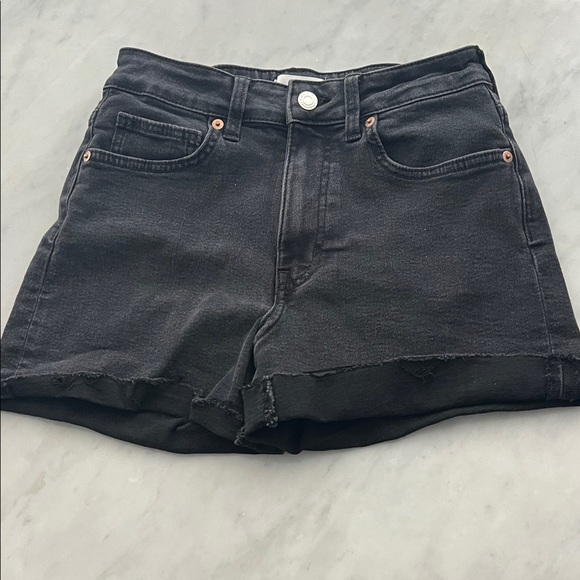 H&M Pants - H&M Black High-Rise Raw Hem Denim Shorts! Worn 1/2 times only
